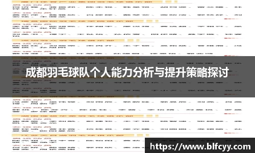 成都羽毛球队个人能力分析与提升策略探讨